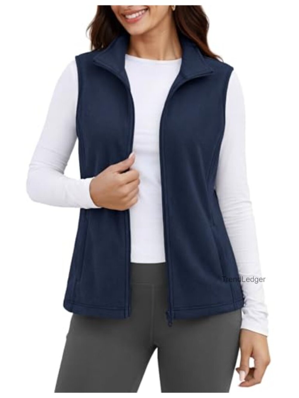Women's Fleece Zip Vest Sleeveless Lightweight Warm Outerwear
